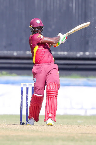 On Thursday, Romario Shepherd goes on the attack during his maiden ODI half-century against Ireland.