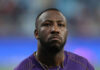 CRICKET-Russell released by Kolkata Knight Riders. West Indies cricketer Andre Russell in Kolkata Knight Riders jersey.