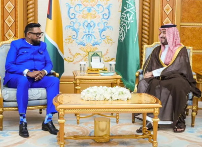 ali-and-saudi Guyanese President in diplomatic meeting with Saudi officials