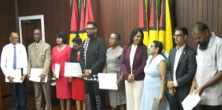 GUYANA-President swears in new members of the teaching service commission.