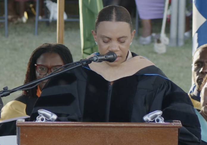 Clarence Fitzroy Bryant College graduates in caps and gowns at 37th Commencement Ceremony in St Kitts as keynote speaker Scarlett Howery urges them to leverage AI for competitive advantage
