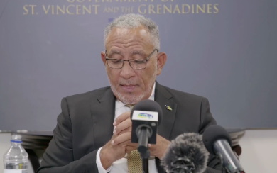 Godwin-Friday-news-conference Prime Minister Godwin Friday addresses the nation from Cabinet Room in Kingstown warning citizens to brace for increased prices as a result of the Middle East war with severe implications for fuel costs and imported inflation