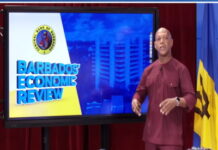 BARBADOS-Central Bank predicts continued expansion of the Barbados economy in 2026. Central Bank of Barbados governor presenting economic forecast chart for 2026