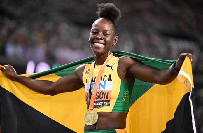 ATHLETICS-Jackson-among-nominees-for-Athlete-of-the-Year-award MONACO, CMC – World 200-meter champion Shericka Jackson is among 11 nominees for the World Athletics Female Athlete-of-the-Year award.