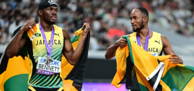 Bennett-and-Mason Jamaica’s Bennett and Mason win silver and bronze in sprint hurdles; James misses 400m final