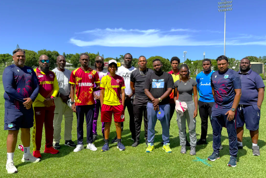 Course Instructors Brendon Ramlal (left) and Keshava Ramphal (second right) with participants at Coolidge Cricket Ground, Antigua Cricket West Indies launches new coach training programs to strengthen grassroots cricket