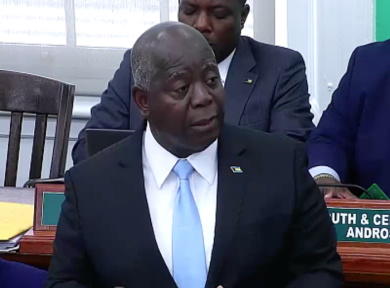 Davis-budget-2025 Bahamas government officials presenting budget allocation for disaster management