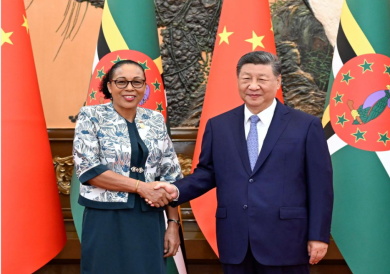 Xi-and-Burton China and Dominica heads of state meet to reaffirm and deepen diplomatic relations