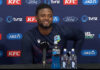 CRICKET-Shepherd hopeful Windies can rebound after tough loss. West Indies cricketer Romario Shepherd addressing press conference after match