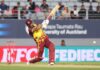 CRICKET-LEAD Hope, Chase steer West Indies to gritty victory in Eden Park thriller. West Indies batsmen Hope and Chase celebrating victory at Eden Park
