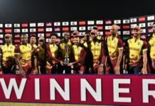 CRICKET-LEAD West Indies crush Bangladesh to seal series whitewash. West Indies cricket team celebrating series victory over Bangladesh