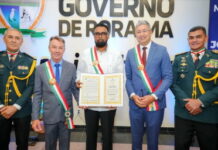 GUYANA-Guyana’s President gets the highest award from the northern Brazilian state. President Irfaan Ali of Guyana receives medal and award from Brazilian governor
