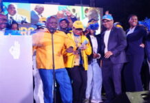 BAHAMAS-Ruling party launches election campaign next week. Bahamas Prime Minister and party supporters at campaign rally launch event