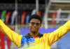 ATHLETICS-Phillips creates history by qualifying for World Junior Championships. Saint Lucian discus thrower Denzel Phillips celebrates after historic 56.78m throw qualifying for World Athletics Under-20 Championships in Oregon