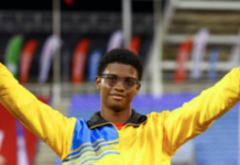 ATHLETICS-Phillips creates history by qualifying for World Junior Championships. Saint Lucian discus thrower Denzel Phillips celebrates after historic 56.78m throw qualifying for World Athletics Under-20 Championships in Oregon