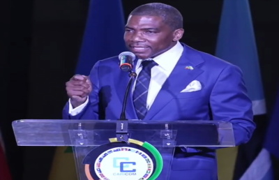 Drew-caricom-2026 CARICOM Chair and St Kitts Prime Minister Dr Terrance Drew delivers emotional plea on behalf of Haiti at 50th Heads of Government Meeting in Basseterre with video recording