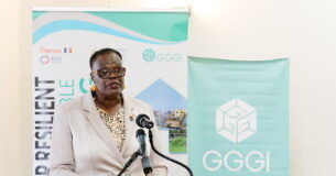 GRENADA-Grenada launches new housing initiative. Grenada Minister Gloria Thomas and GGGI officials at launch of Scaling-Up Resilient Green and Affordable Housing initiative in St George's supporting Project 500