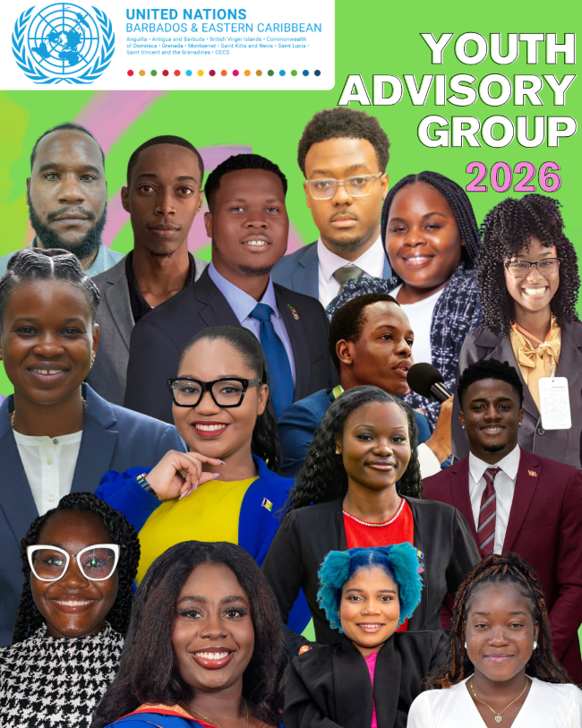 UN names 15 Caribbean youth leaders to 2026 Advisory Group Fifteen youth leaders from nine Eastern Caribbean countries appointed to 2026 UN Youth Advisory Group for Barbados and Eastern Caribbean at UN House in Christ Church Barbados