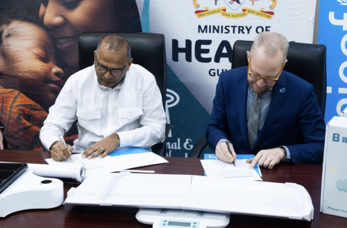 UNICEF and Canadian High Commission officials hand over maternal health equipment to Guyana Ministry of Health representatives at Regency Hotel ceremony