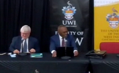 Anderson-fund CCJ President Justice Winston Anderson delivers keynote address at the University of the West Indies, Cave Hill, proposing an International Climate Injuries Compensation Fund to help Caribbean nations recover from climate disasters like Hurricane Melissa