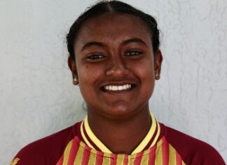 CRICKET-Windies spinner Munisar is coming into her own with an inspiring performance against Australia. West Indies off-spinner Ashmini Munisar celebrates after dismissing Australian batter Ellyse Perry for a golden duck during the second ODI at Warner Park in St Kitts on March 29, 2026, where she finished with impressive figures of 2 for 45 from 10 overs