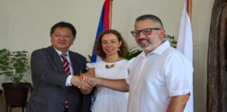 BELIZE-New initiative to support asylum systems in Belize. Belize Immigration Minister Kareem Musa, UNHCR Head Mariya Voloshkevich, and Japanese Ambassador Ryosuke Yamakura at the launch ceremony in Belmopan announcing a new US$667,000 initiative to modernize Belize's asylum systems with digital case management tools and data protection