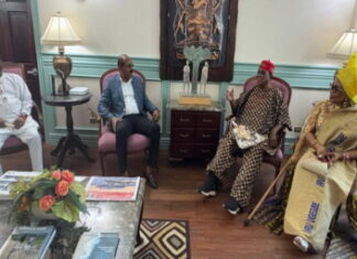 ANTIGUA-PM Browne calls for a realignment of African and Caribbean economies. Antigua and Barbuda Prime Minister Gaston Browne welcomes Dr Nwachukwu Anakwenze Regent of Abagana Kingdom Nigeria at the Office of the Prime Minister in St John's calling for African and Caribbean countries to realign their economies from extractive systems to productive economies that benefit local populations