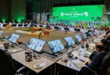CARIBBEAN-St. Vincent and Guyana leaders address the CELAC summit. St Vincent Prime Minister Godwin Friday and Guyana Prime Minister Mark Phillips address the X CELAC Summit at the Agora Convention Center in Bogota Colombia on March 21 2026 calling for an end to the US embargo on Cuba and emphasizing regional unity climate action and South-South cooperation