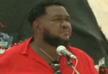 ANTIGUA-AT&LU says it will not back down. AT&LU President Bernard de Nully addresses striking APUA workers in Antigua declaring the union will not back down on demands for 10 percent wage increase pension payments and improved health and safety conditions