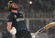 CRICKET-Allen masterclass dumps South Africa out of World Cup. New Zealand opener Finn Allen celebrates his record-breaking 33-ball century against South Africa in T20 World Cup semi-final at Eden Gardens Kolkata on March 4 2026