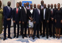 HAITI-CDB launches project to enhance education opportunities in Haiti. Officials from the Caribbean Development Bank and Haiti's Ministry of Education at the launch ceremony of the QEPE II project in Port-au-Prince on March 17 2026 as Dr Martin Baptiste CDB Division Chief and Yves Roblin Director General announce $13 million grant to enhance education opportunities for 16000 Haitian students