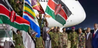 KENYA-Kenyan police officers return from Haiti. Kenyan police officers from the second contingent of the Multinational Security Support Mission arrive at Embakasi airport in Nairobi as Interior Principal Secretary Raymond Omollo and Inspector General Douglas Kanja welcome them home after completing deployment in Haiti on March 17 2026