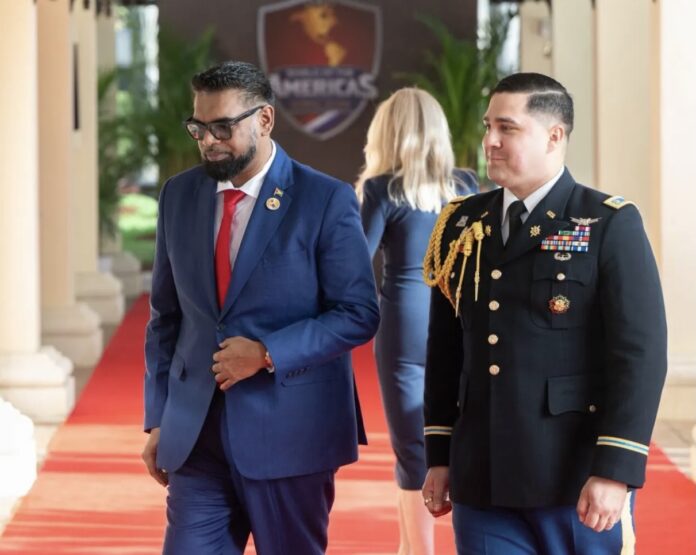 President Ali says regional security improving after Venezuela developments March 2026 Guyana President Dr Mohamed Irfaan Ali speaks during Fox News interview at Shield of the Americas Summit in Doral Florida saying regional security is improving after Venezuela developments with less rhetoric and greater stability following capture of Nicolás Maduro