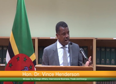 Vince-Henderson-news-conference Dominica Foreign Affairs Minister Dr Vince Henderson addresses Parliament announcing upcoming changes to the Cuban medical workers programme with Cuba's agreement amid US criticism