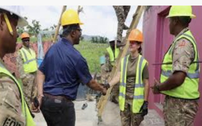 Weeks-visiting-troops-in-Jamaica Bermuda National Security Minister Michael Weeks addresses the House of Assembly expressing the government's pleasure with the deployment of 27 Royal Bermuda Regiment soldiers to Jamaica, who repaired roofs in St Elizabeth parish after Hurricane Melissa