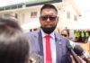 GUYANA-Guyana President defends procedure used to reappoint CARICOM SG. President Ali at podium defending CARICOM SG reappointment process