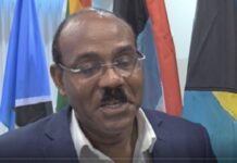 ANTIGUA-PM Browne writes to international groups to observe the general election. PM Browne signing letter to international election observers