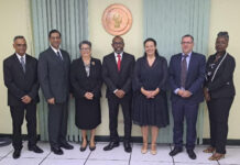 TRINIDAD AND TOBAGO-CCJ Delegation to Visit European Union Court for Judicial Exchange. CCJ judges and EU court officials shaking hands during judicial exchange visit