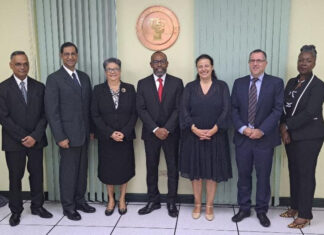 TRINIDAD AND TOBAGO-CCJ Delegation to Visit European Union Court for Judicial Exchange. CCJ judges and EU court officials shaking hands during judicial exchange visit