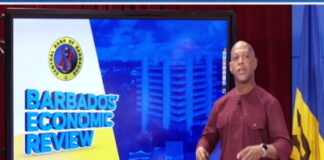 BARBADOS-Central Bank predicts continued expansion of the Barbados economy in 2026. Central Bank of Barbados governor presenting economic forecast chart for 2026