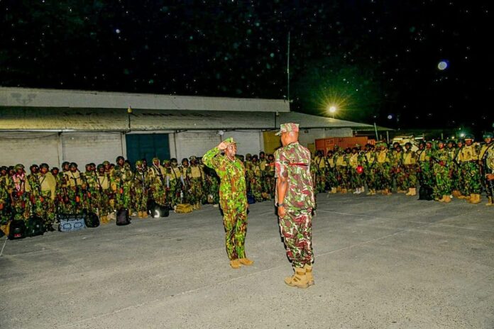 Haitian police officers at checkpoint after Kenyan forces departure