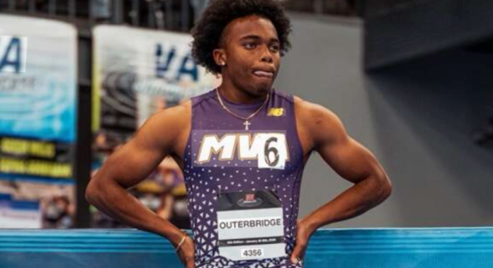 Outerbridge Outerbridge and Douglas celebrating with gold medals after sprint wins