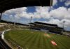 CRICKET-Groundsman takes blame for abandoned match at Sir Viv stadium. Groundsman inspecting wet pitch at Sir Viv Richards Stadium after match abandoned