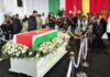 Suriname bade farewell to former president Santokhi. Mourners gathering at funeral ceremony for former president Santokhi in Suriname