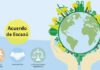 CARIBBEAN-Escazú in the Caribbean: Turning commitments into action. Caribbean officials signing Escazú Agreement documents with environmental backdrop