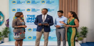 CARIBBEAN-CDB to establish “Impact Room” in the Bahamas. CDB officials and Bahamas minister cutting ribbon for new Impact Room facility